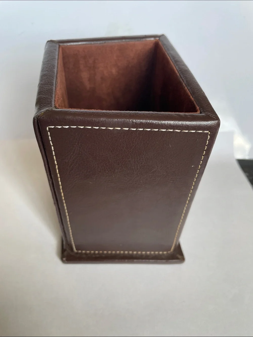 Brown Faux/Vegan PU Leather Pen Holder Organizer - Unbranded